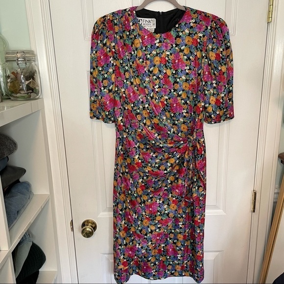 FINK Modell Vintage Floral Midi Dress 12 - Picture 1 of 8